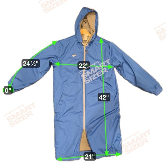 Speedo Team Jacket Parka Coat Small Royal Blue Long Hood Lined Pool Water Swim - Picture 7 of 7